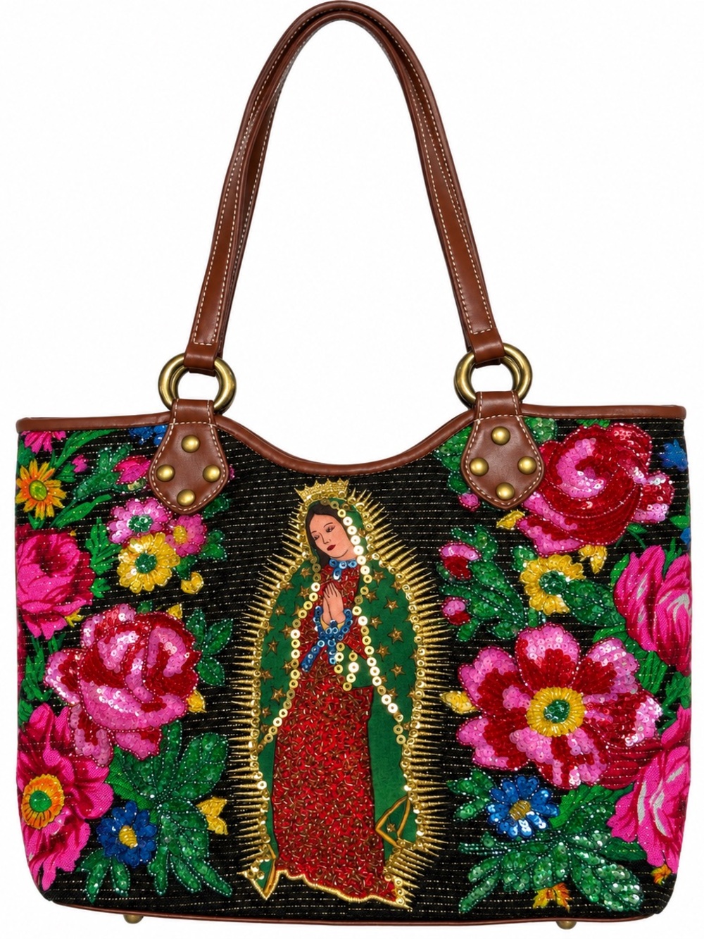 Isabella Fiore "Our Lady of Guadalupe" hand-beaded tote bag